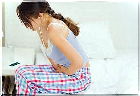 Woman with abdominal pain.