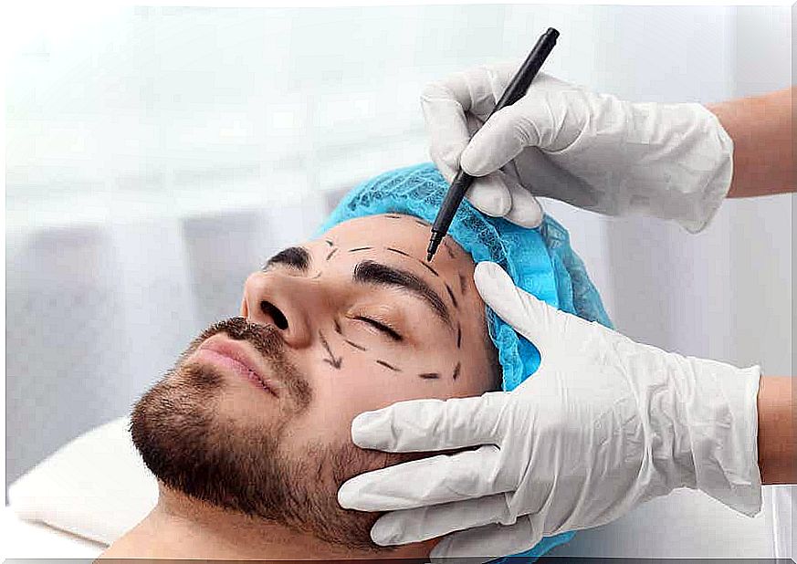 A man undergoing facial surgery