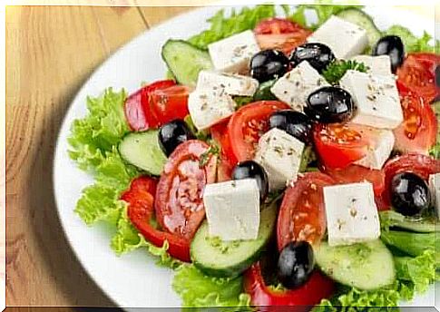 Feta cheese and salad