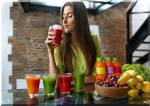 Woman drinking smoothie