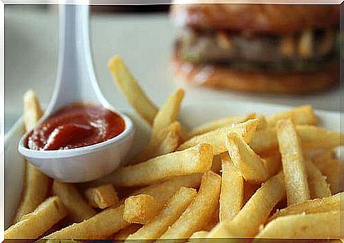 French fries and hamburger