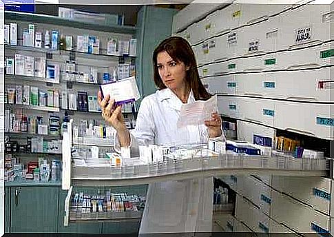 A woman working in a pharmacy